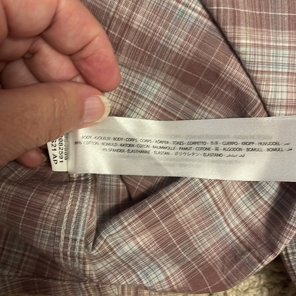 Ariat Rebar Plaid L/S Work Shirt pockets women’s sz‎ M muted, rose and blue - Picture 16 of 16